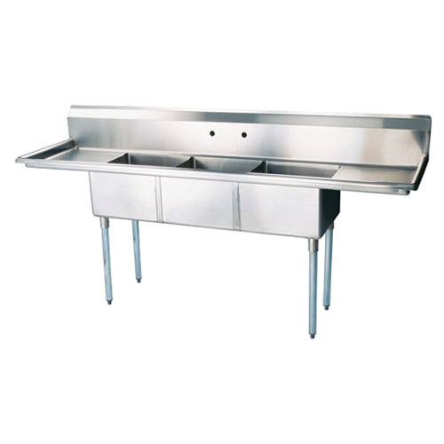 Economy Stainless 1 Well 24x24 Sink w 24 Drain Board R