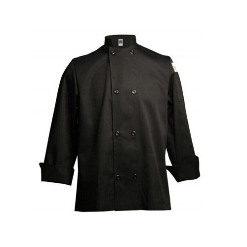 Chef Revival J061BK-M Basic Black Long Sleeve Double-Breasted Chef Coat ...