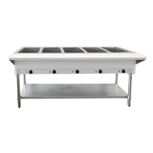 Omcan FW-CN-0005-FH 5 Pan Electric Hot Food Table with Cutting Board - 208 Volts